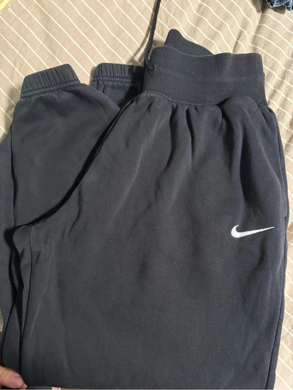 Nike Kids Black Joggers with White Swoosh